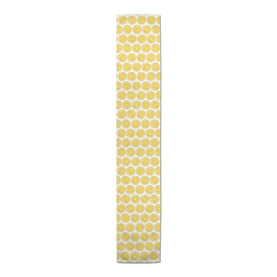 90'' Lemon Pattern Cotton Twill Table Runner